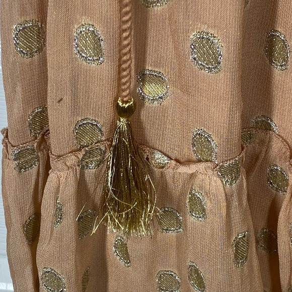 Raga Kenna Metallic Dot Mini Dress Peach Gold Silver Sparkle Womens Size XS - Picture 7 of 11